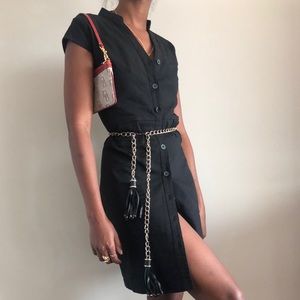 Button down front dress in black